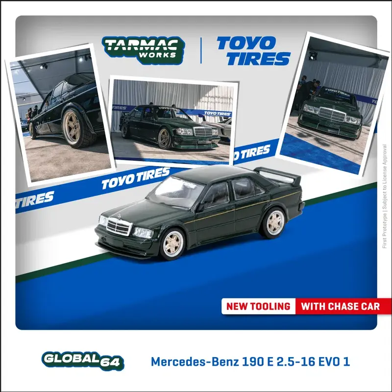 Tarmac Works - Mercedes-Benz 190 E 2.5-16 EVO 1 TOYO TIRES - GLOBAL64 - Scala 1/64 T64G-057-TOYO