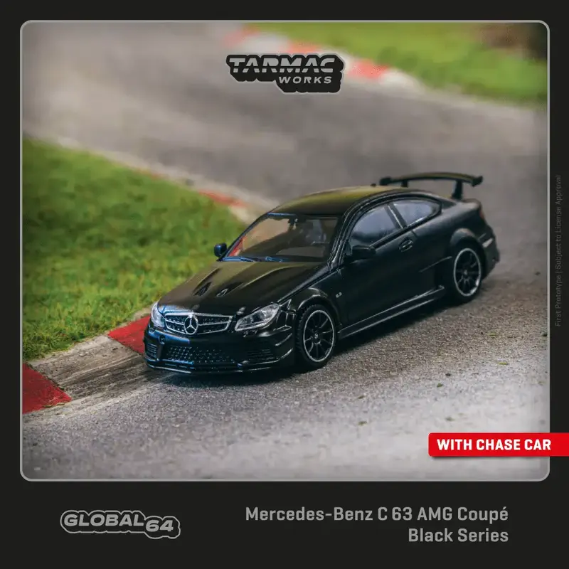 Tarmac Works - Mercedes-Benz C 63 AMG Coupé Black Series Matte Black - GLOBAL64 - Scala 1/64 T64G-009-MB