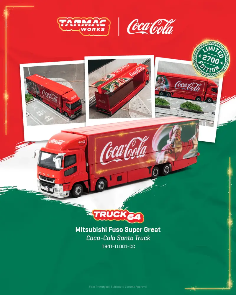 Tarmac Works - Mitsubishi Fuso Super Great Coca-Cola Santa Truck - TRUCK64 - Scala 1/64 T64T-TL001-CC