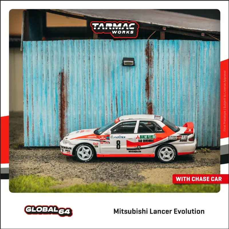 Tarmac Works - Mitsubishi Lancer Evolution Rallye Monte-Carlo 1993 - GLOBAL64 - Scala 1/64 T64G-048-93MCR08