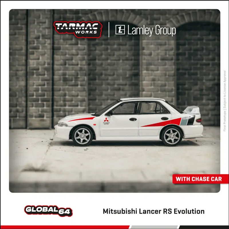 Tarmac Works - Mitsubishi Lancer RS Evolution White - GLOBAL64 - Scala 1/64 T64G-048-RS