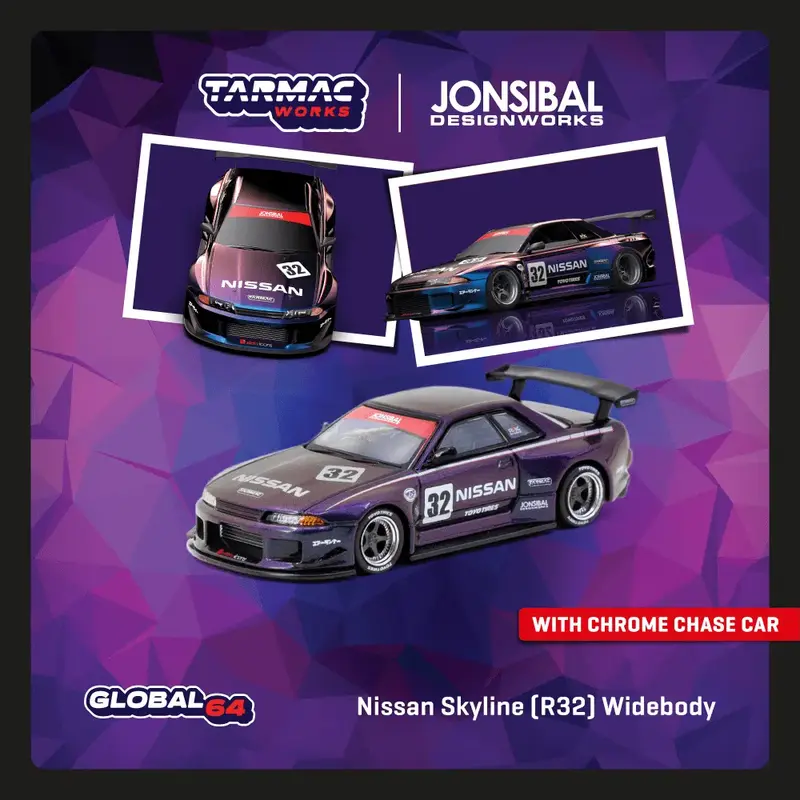 Tarmac Works - Nissan Skyline (R32) Widebody Midnight purple - GLOBAL64 - Scala 1/64 T64G-061-MP