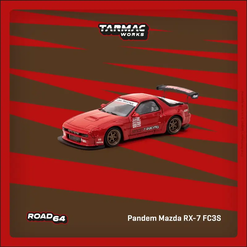 Tarmac Works - Pandem Mazda RX-7 FC3S Red - ROAD64 - Scala 1/64 T64R-066-RE