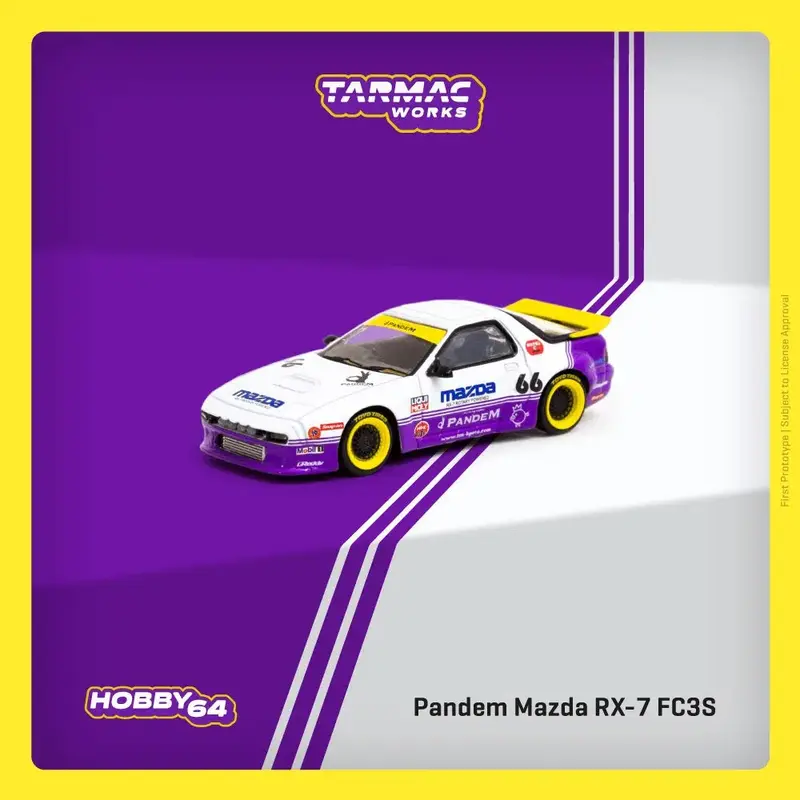 Tarmac Works - Pandem Mazda RX-7 FC3S White / Purple - HOBBY64 - Scala 1/64 T64-066-WP