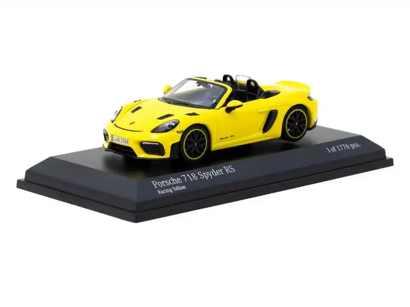Tarmac Works - Porsche 718 Spyder RS Limited 1776 Yellow Collab64 Minichamps - Scala 1/64 643064007
