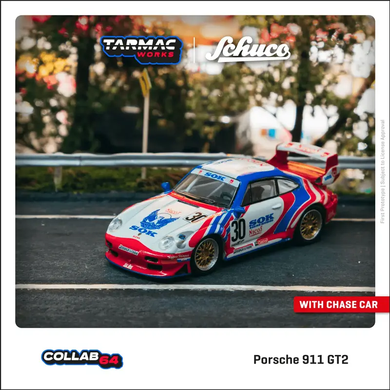 Tarmac Works - Porsche 911 GT2 Sohgo-Keibi #30  - COLLAB64 Schuco - Scala 1/64 T64S-004-SK