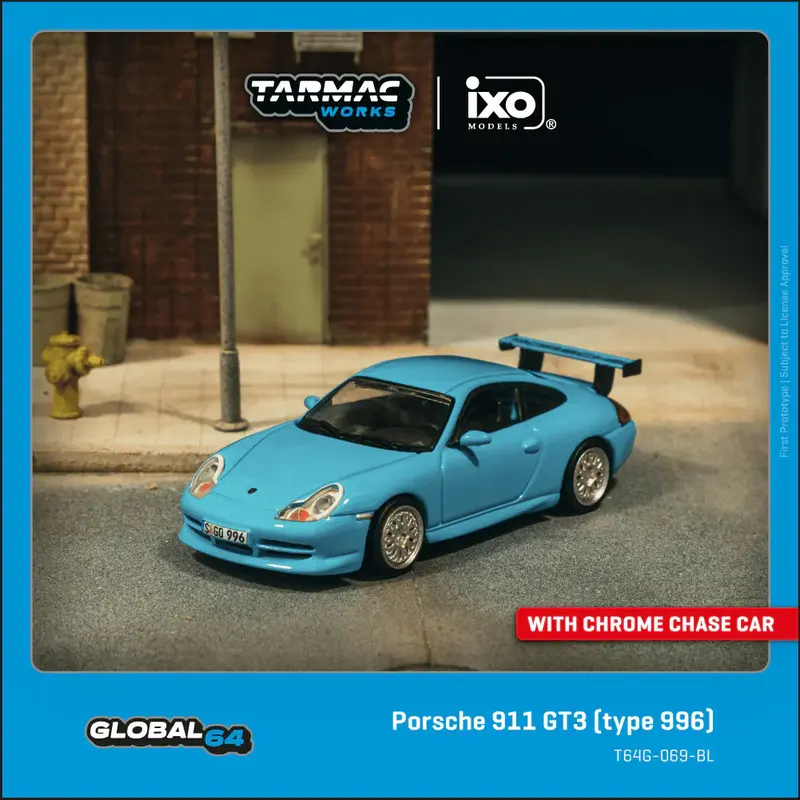 Tarmac Works - Porsche 911 Gt3 (996) Light Blue - GLOBAL64 - Scala 1/64 T64G-069-BL