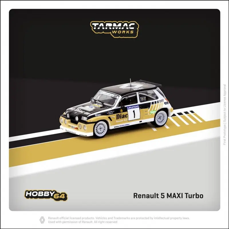 Tarmac Works - Renault 5 MAXI Turbo Rallye du Var 1986 #1 - HOBBY64 - Scala 1/64 T64-TL061-86RDV01