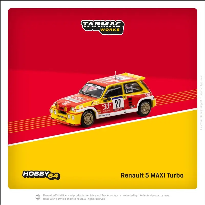 Tarmac Works - Renault 5 MAXI Turbo Tour de Corse – Rallye de France 1985 Didier Auriol / Bernard Occelli - HOBBY64 - Scala 1/64 T64-TL061-85TDC27