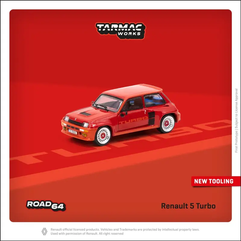 Tarmac Works - Renault 5 Turbo Red- ROAD64 - Scala 1/64 T64R-TL060-RED