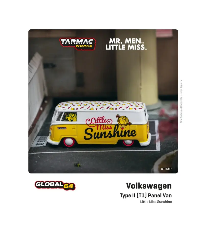 Tarmac Works - VW Type II (T1) Panel Van Mr.Men Little Miss Little Miss Sunshine - Scala 1/64 T64S-005-MMLM