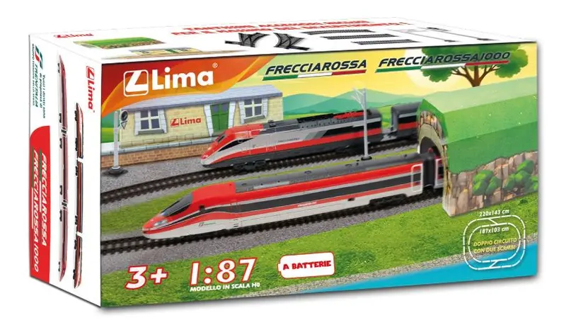 TRENO FRECCIAROSSA 500 + FRECCIAROSSA 1000 A BATTERIA SCALA HO 1