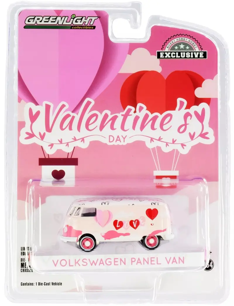 Volkswagen Type 2 Panel Van Pink Valentine's Day 2021 - Greenlight - Scala 1/64