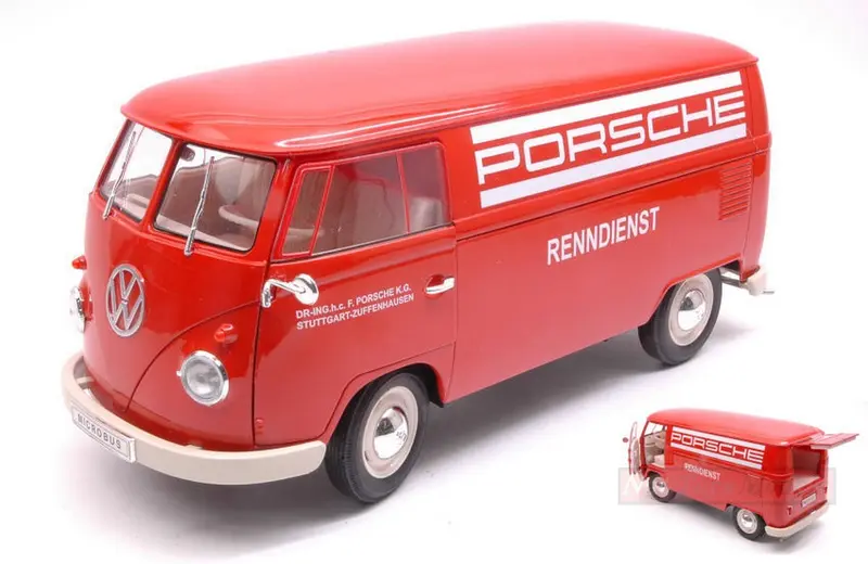WELLY WE18053TDR VW T1 BUS 1963 PANEL VAN PORSCHE RENNDIENST 1